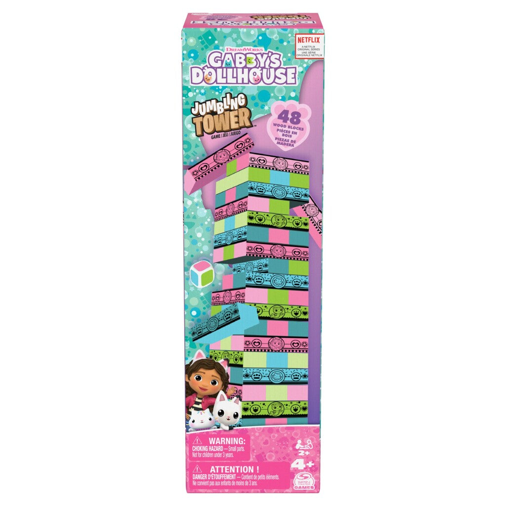 Spin Master Gabby'S Dollhouse Jumbling Tower Blokkentoren Spel Met 48 Houten Blokjes