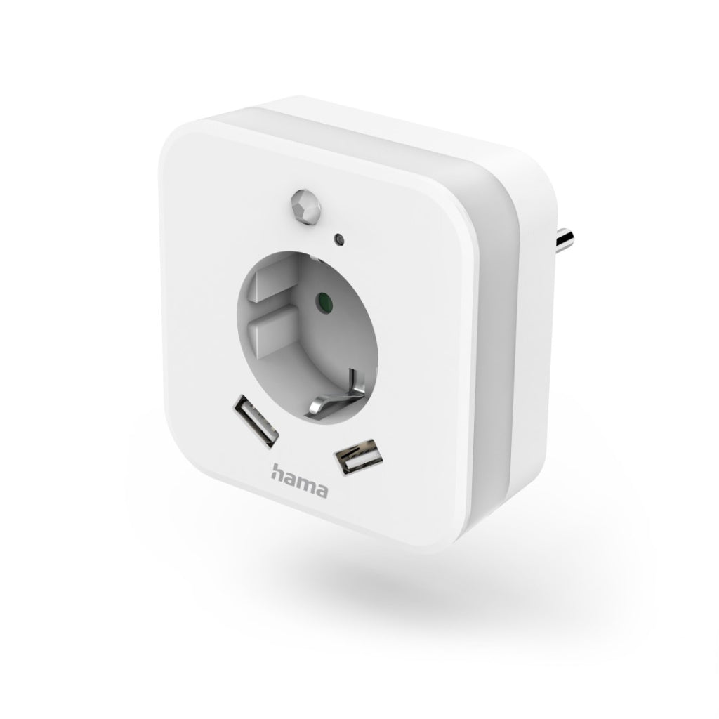 Hama Led-Nachtlampje Met Stopcontact 2 Usb-Uitgangen Bewegings- En Lichtsensor