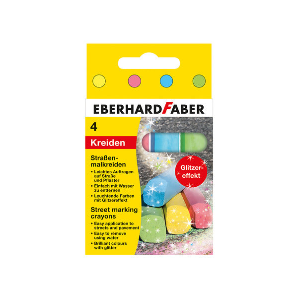 Eberhard Faber Ef-526504 Stoepkrijt 4-Kantig 4 Glitterkleuren