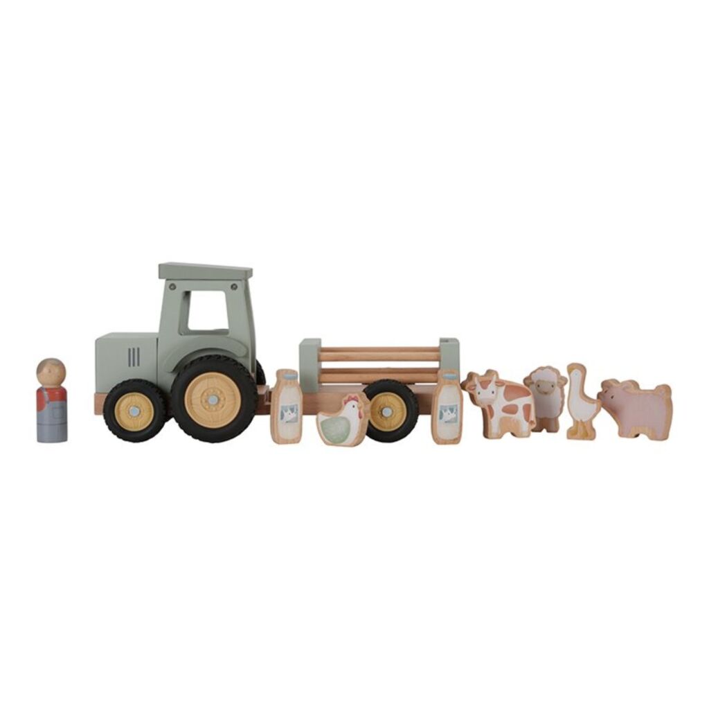 Little Dutch Farm Houten Tractor Met Trailer