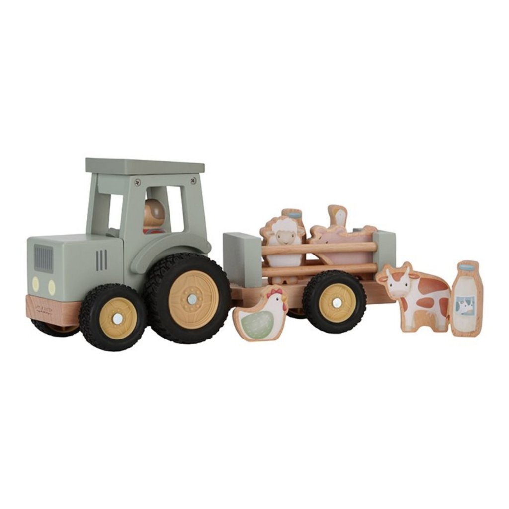 Little Dutch Farm Houten Tractor Met Trailer