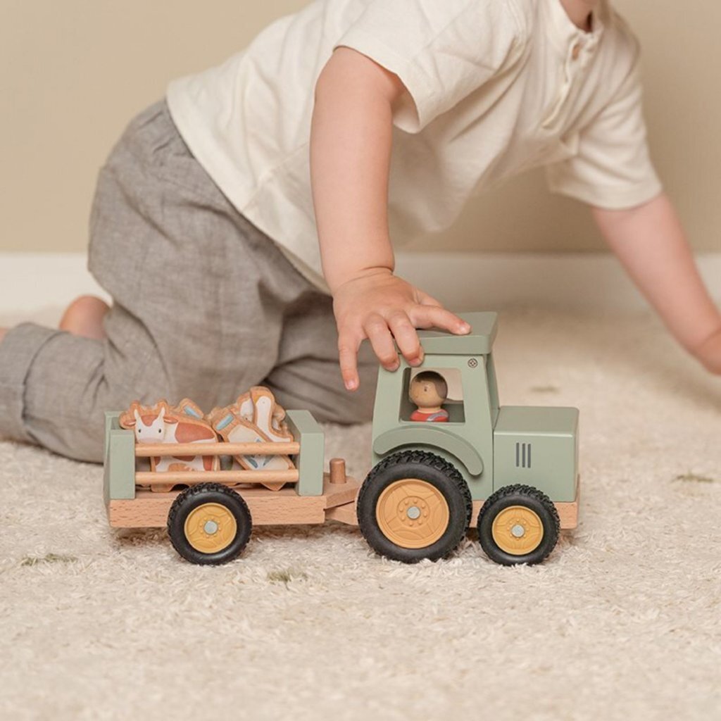 Little Dutch Farm Houten Tractor Met Trailer