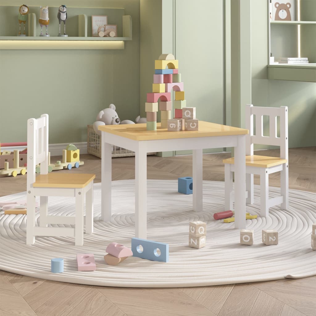 3-Delige Kindertafel- En Stoelenset Mdf
