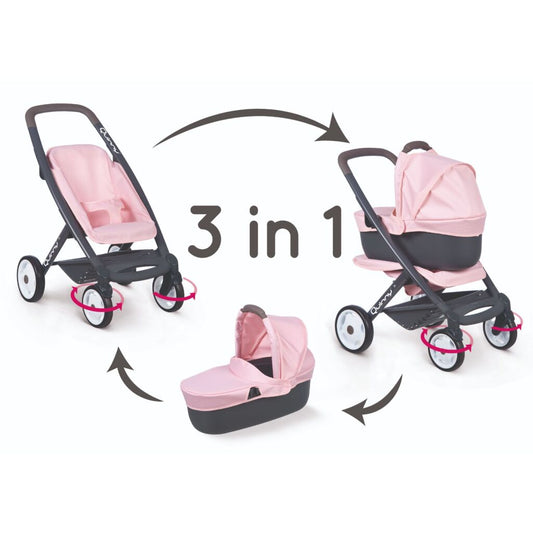 Smoby Quinny 3In1 Poppenwagen Roze/Grijs