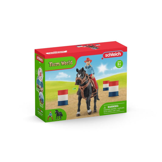 Schleich Farm World Barrel Racing Met Cowgirl