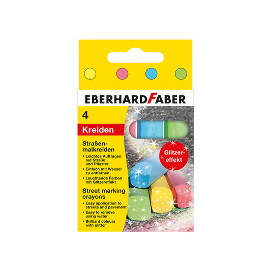 Eberhard Faber Ef-526504 Stoepkrijt 4-Kantig 4 Glitterkleuren