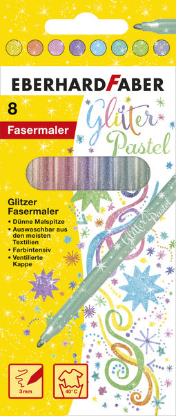 Eberhard Faber Ef-551009 Viltstiften Glitter Pastel Kleuren 8 Stuks