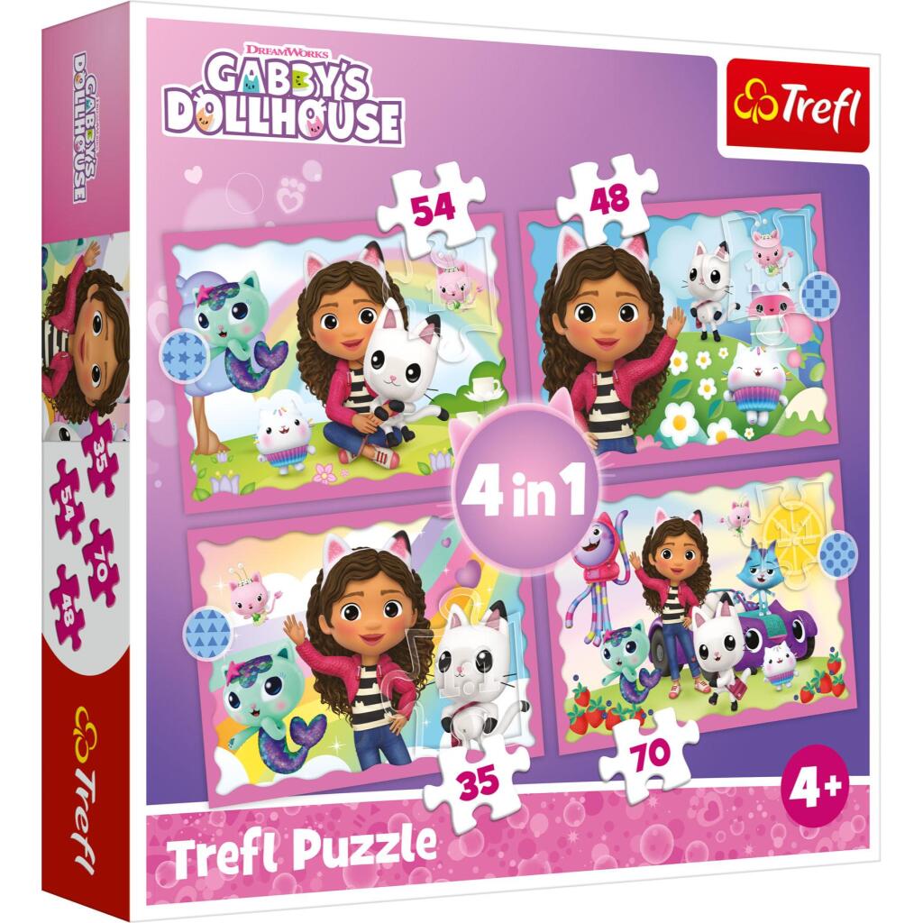 Trefl Gabby&#039;S Dollhouse 4In1 Puzzel 35-70 Stukjes