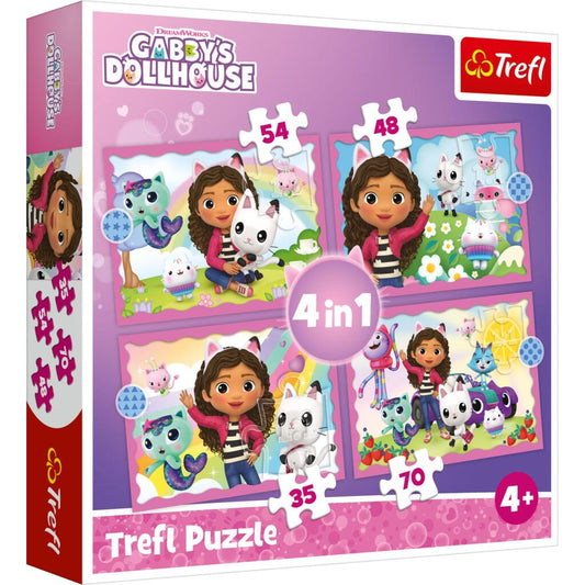 Trefl Gabby&#039;S Dollhouse 4In1 Puzzel 35-70 Stukjes