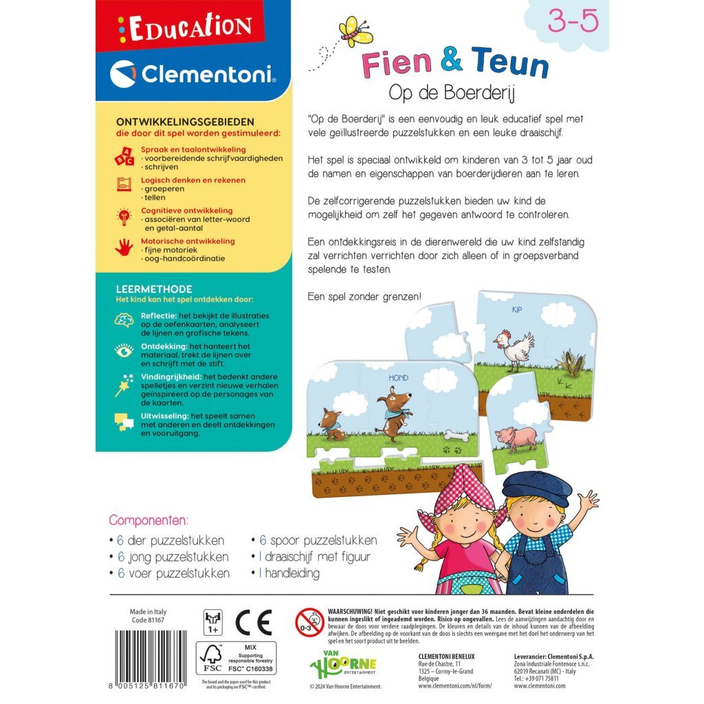 Clementoni Fien En Teun Op De Boerderij Puzzelspel