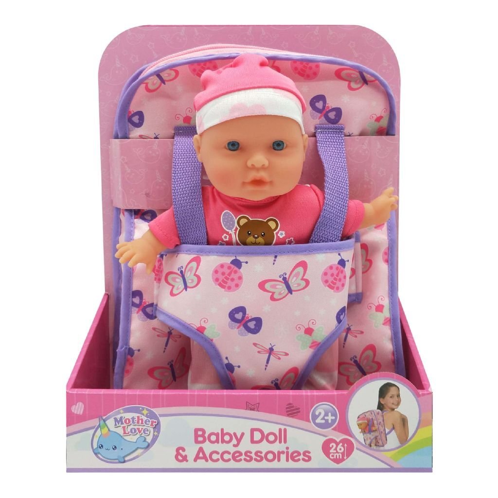 Overige Merken Mother Love Babypop In Draagzak 26 Cm