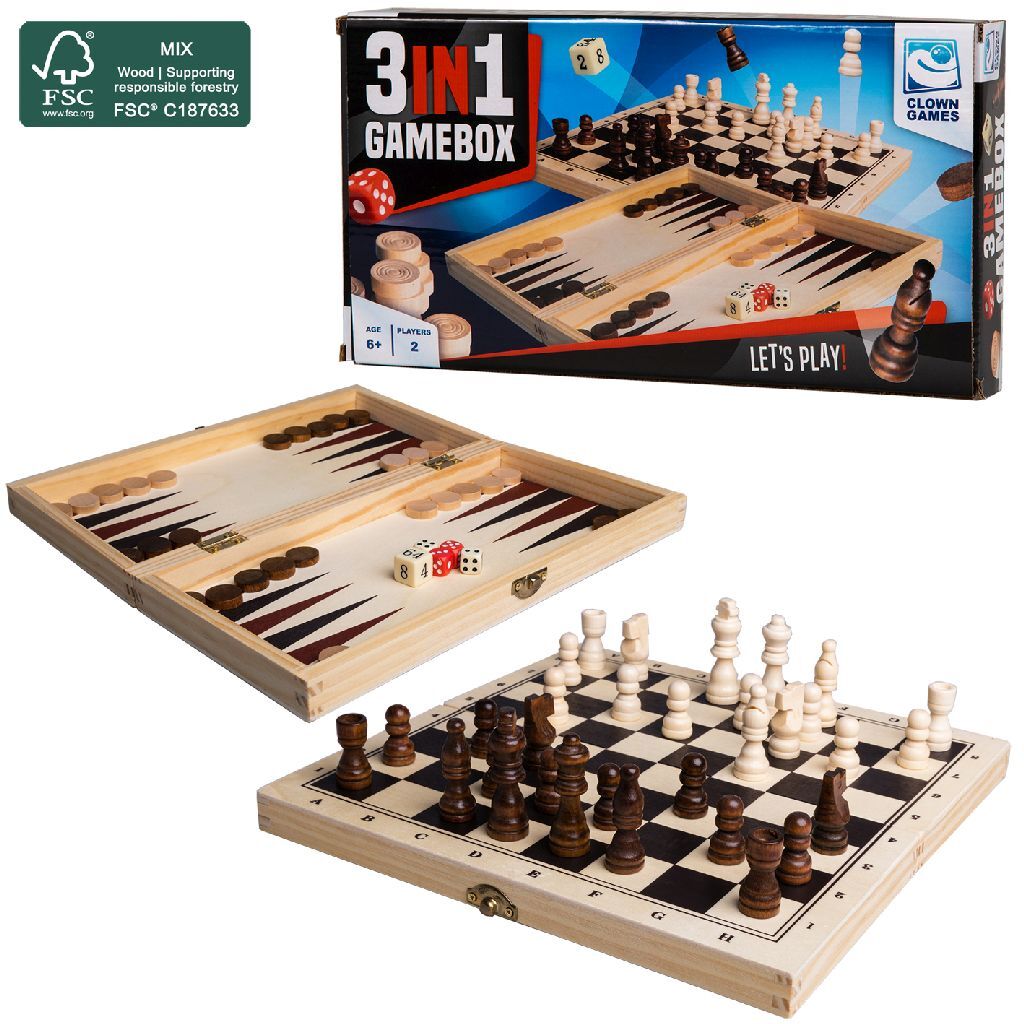 Clown Games 3In1 Spellendoos Hout