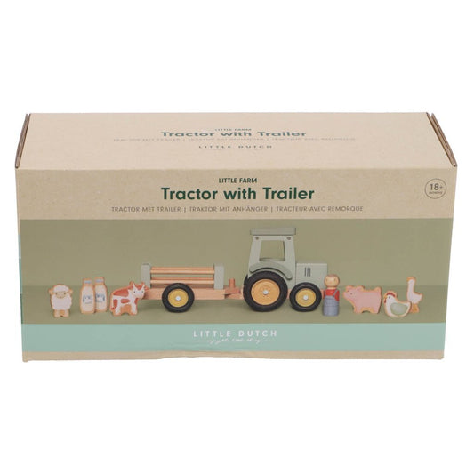 Little Dutch Farm Houten Tractor Met Trailer