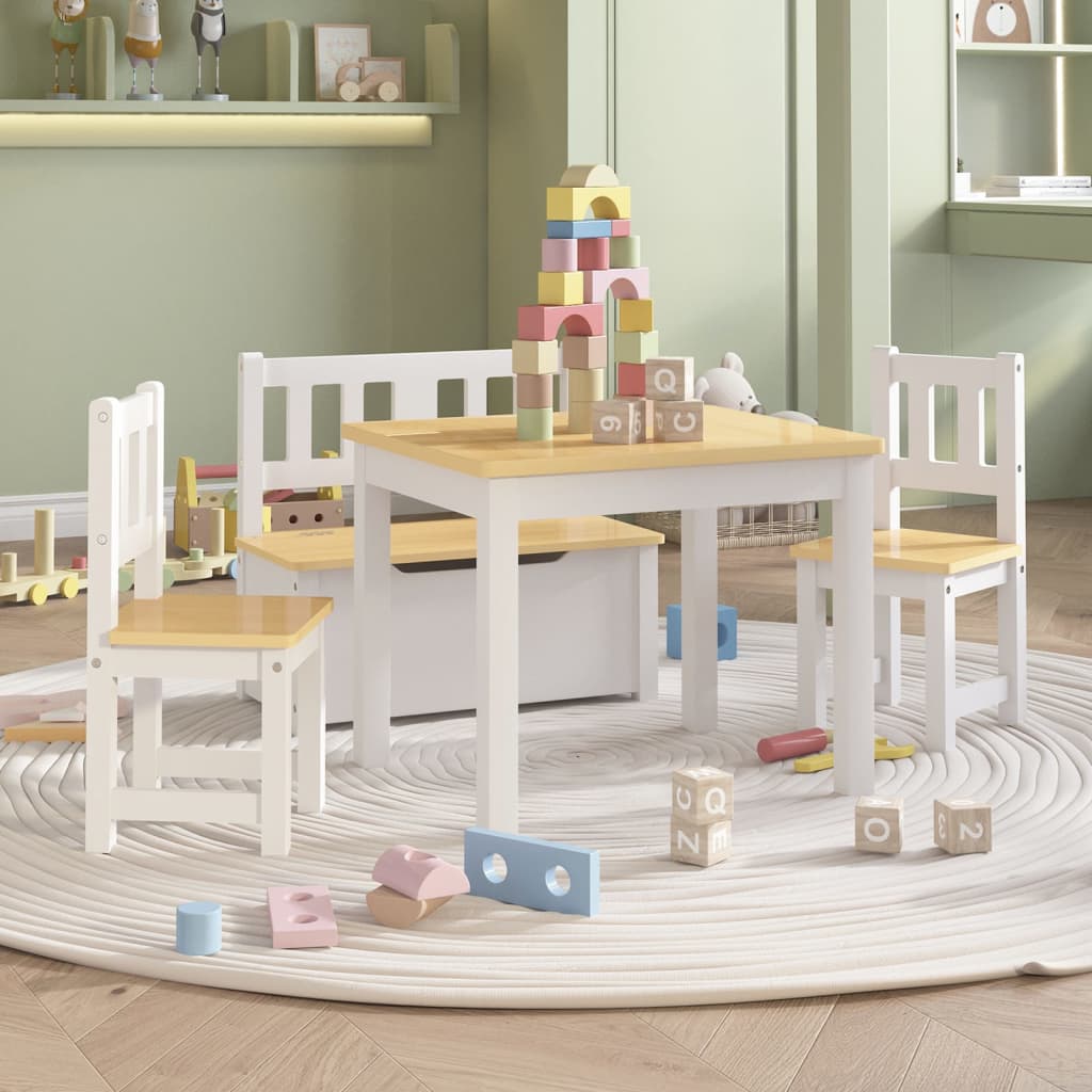 3-Delige Kindertafel- En Stoelenset Mdf