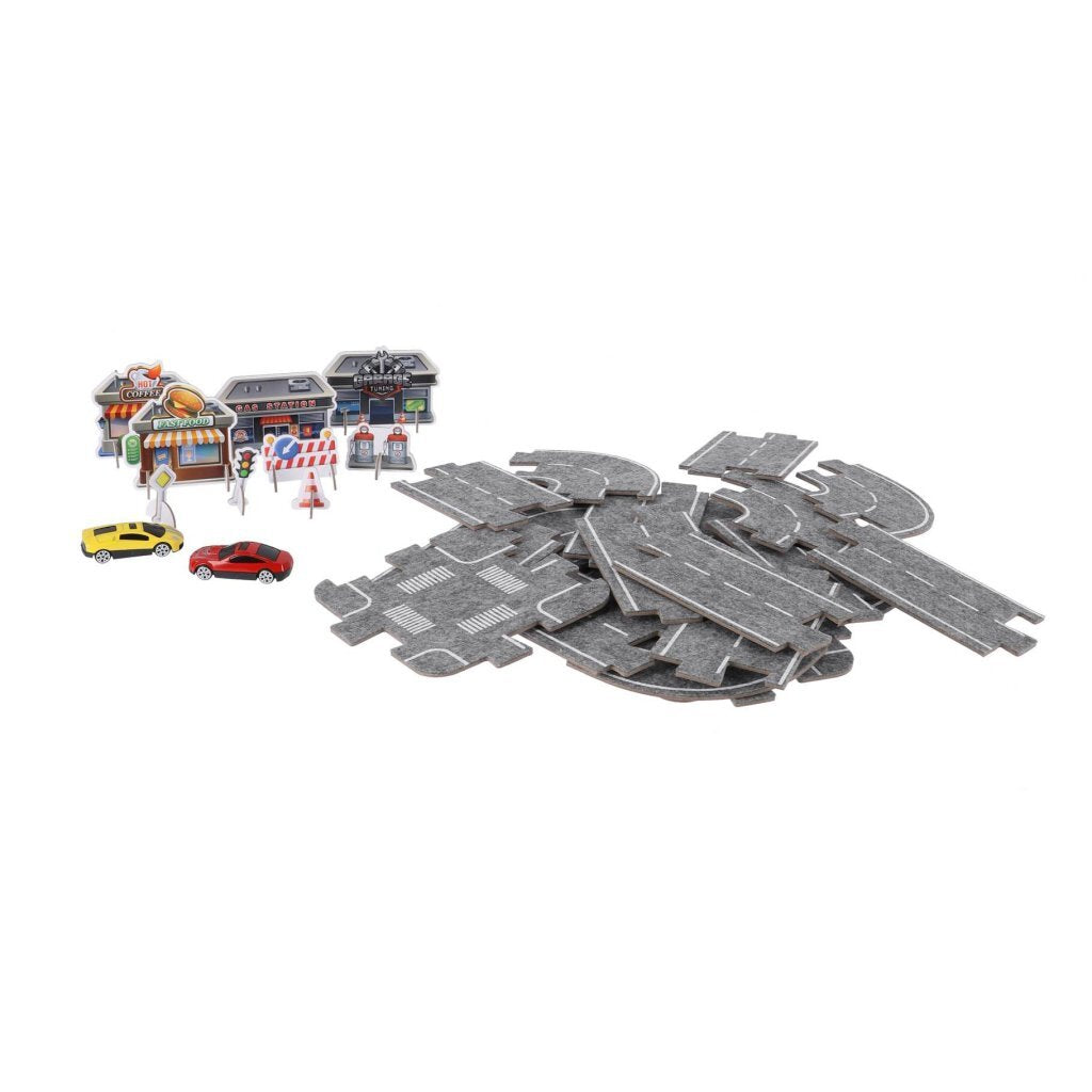Overige Merken Wegenpuzzel + 2 Auto&#039;S 22-Delig